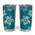 Teal Hibiscus Turle Tumbler Cup Hawaiian Style Tribal Tapa Pattern