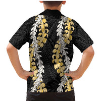 Puakenikeni and Maile Lei Family Matching Mermaid Dress and Hawaiian Shirt Black Double Strand Lei LT9 - Polynesian Pride