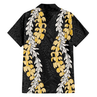 Puakenikeni and Maile Lei Family Matching Off The Shoulder Long Sleeve Dress and Hawaiian Shirt Black Double Strand Lei LT9 - Polynesian Pride
