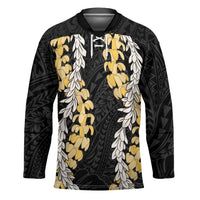 Puakenikeni and Maile Lei Hockey Jersey Black Double Strand Lei - Polynesian Pride