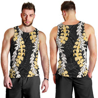Puakenikeni and Maile Lei Men Tank Top Black Double Strand Lei LT9 - Polynesian Pride
