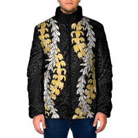 Puakenikeni and Maile Lei Padded Jacket Black Double Strand Lei - Polynesian Pride