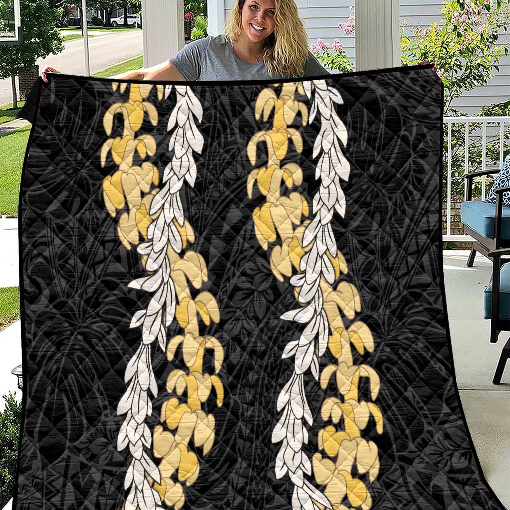 Puakenikeni and Maile Lei Quilt Black Double Strand Lei LT9 Black - Polynesian Pride