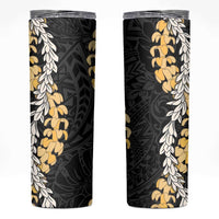 Puakenikeni and Maile Lei Skinny Tumbler Black Double Strand Lei LT9 Black - Polynesian Pride