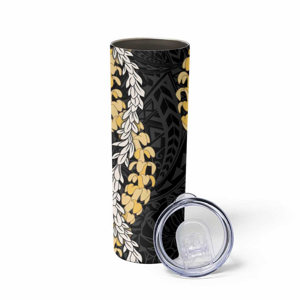 Puakenikeni and Maile Lei Skinny Tumbler Black Double Strand Lei LT9 - Polynesian Pride
