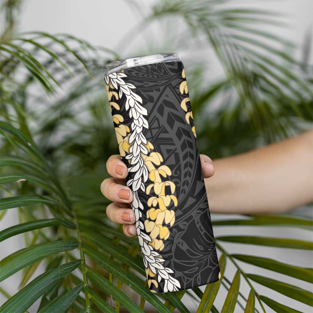 Puakenikeni and Maile Lei Skinny Tumbler Black Double Strand Lei LT9 - Polynesian Pride