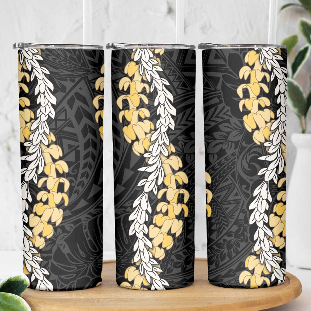 Puakenikeni and Maile Lei Skinny Tumbler Black Double Strand Lei LT9 - Polynesian Pride