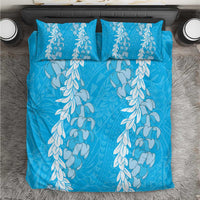 Puakenikeni and Maile Lei Bedding Set Blue Double Strand Lei LT9 Blue - Polynesian Pride