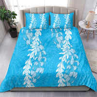 Puakenikeni and Maile Lei Bedding Set Blue Double Strand Lei LT9 - Polynesian Pride