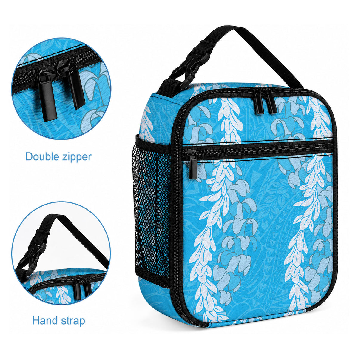 Puakenikeni and Maile Lei Lunch Bag Blue Double Strand Lei LT9 - Polynesian Pride