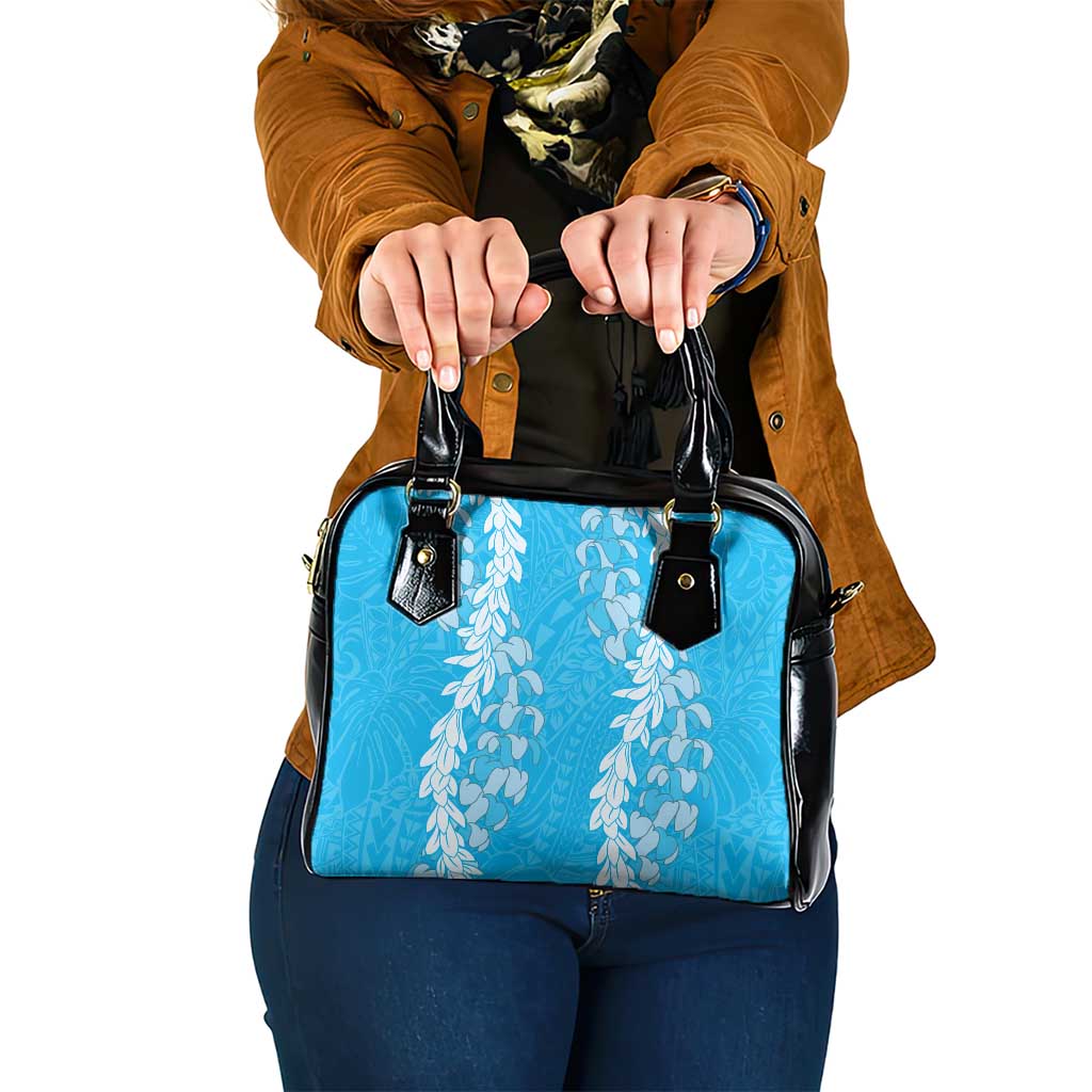 Puakenikeni and Maile Lei Shoulder Handbag Blue Double Strand Lei