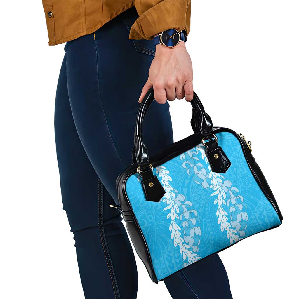 Puakenikeni and Maile Lei Shoulder Handbag Blue Double Strand Lei