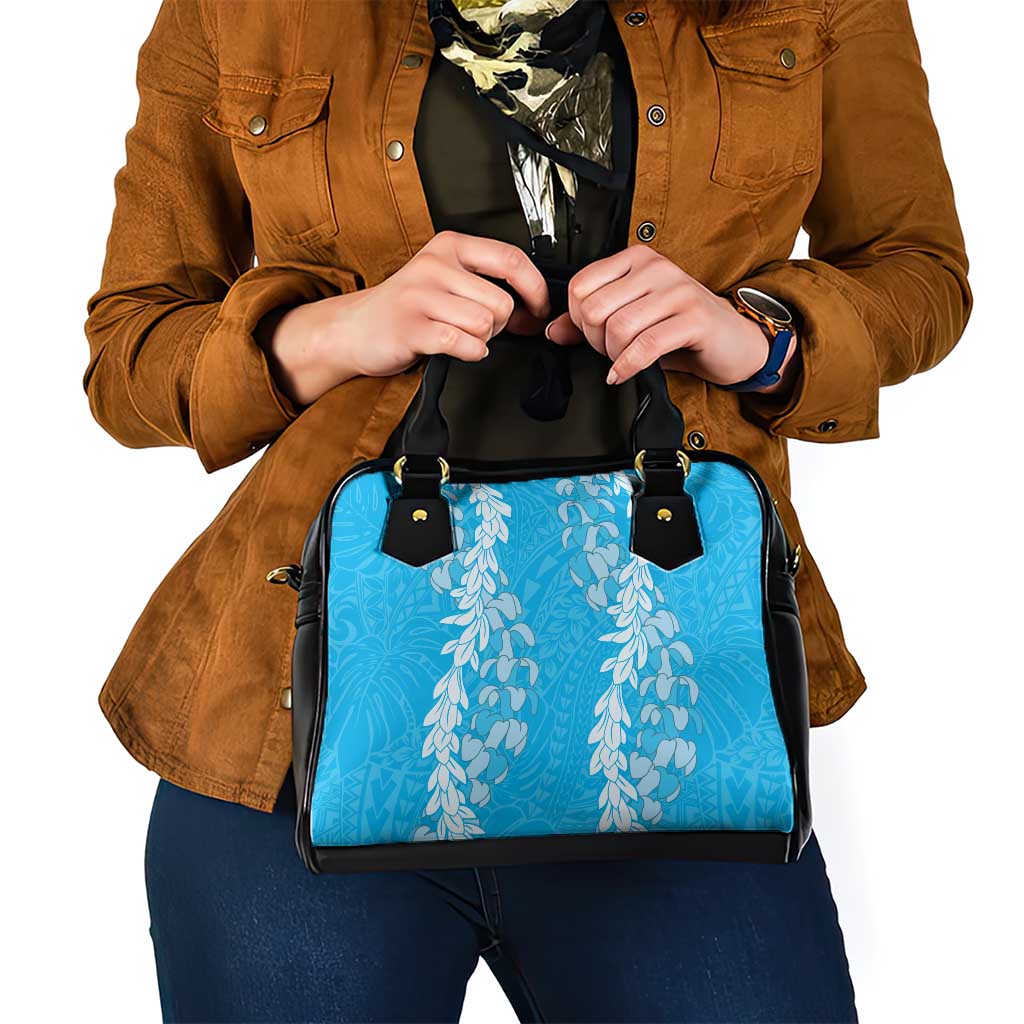 Puakenikeni and Maile Lei Shoulder Handbag Blue Double Strand Lei