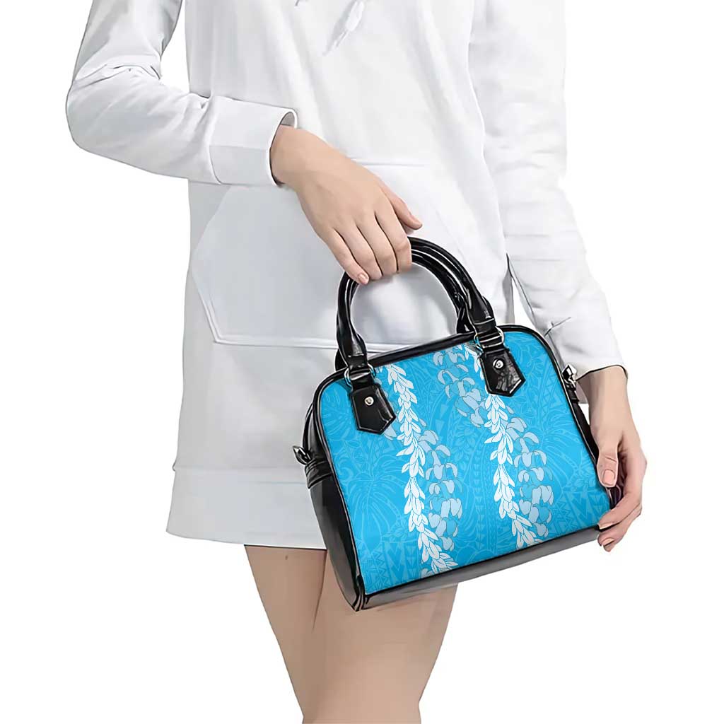 Puakenikeni and Maile Lei Shoulder Handbag Blue Double Strand Lei