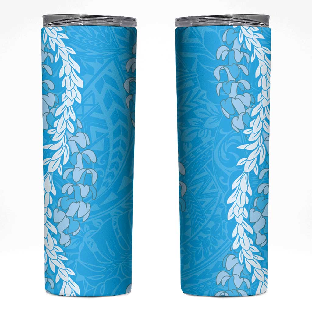 Puakenikeni and Maile Lei Skinny Tumbler Blue Double Strand Lei LT9 Blue - Polynesian Pride