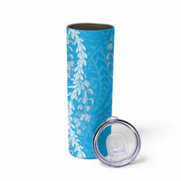 Puakenikeni and Maile Lei Skinny Tumbler Blue Double Strand Lei LT9 - Polynesian Pride