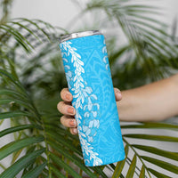 Puakenikeni and Maile Lei Skinny Tumbler Blue Double Strand Lei LT9 - Polynesian Pride
