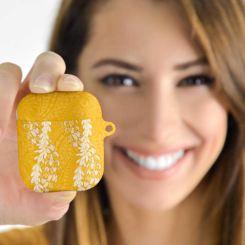 Puakenikeni and Maile Lei AirPods Case Gold Double Strand Lei - Polynesian Pride