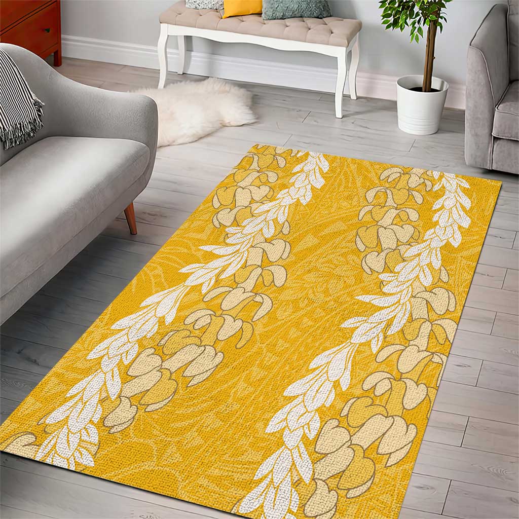 Puakenikeni and Maile Lei Area Rug Gold Double Strand Lei