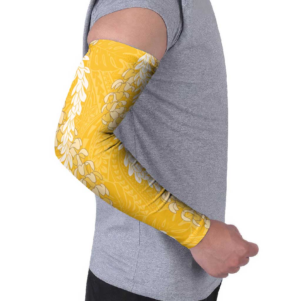 Puakenikeni and Maile Lei Arm Sleeves Gold Double Strand Lei - Polynesian Pride