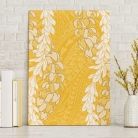 Puakenikeni and Maile Lei Canvas Wall Art Gold Double Strand Lei LT9 Without Frame Gold - Polynesian Pride