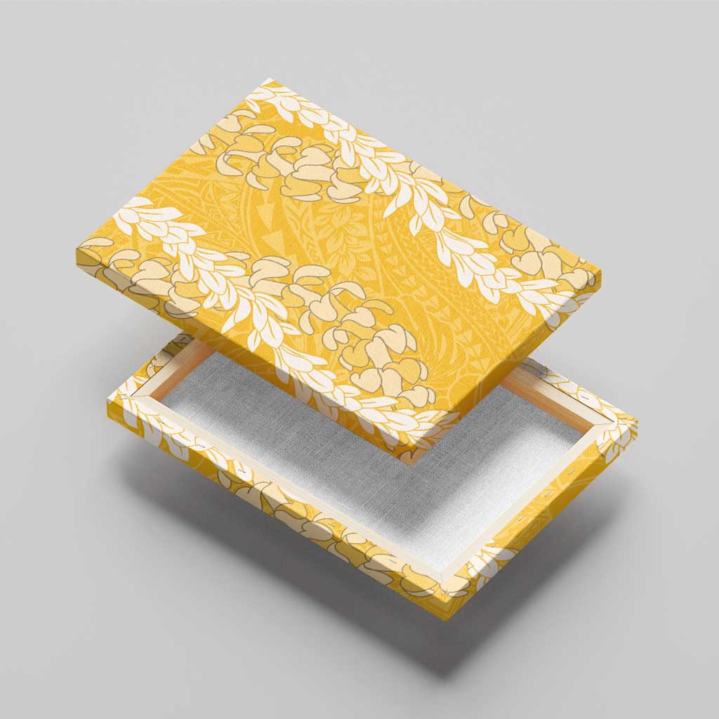 Puakenikeni and Maile Lei Canvas Wall Art Gold Double Strand Lei LT9 - Polynesian Pride