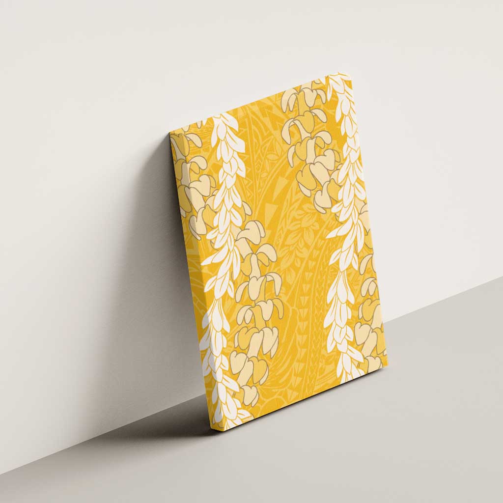 Puakenikeni and Maile Lei Canvas Wall Art Gold Double Strand Lei LT9 - Polynesian Pride