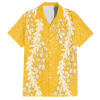 Puakenikeni and Maile Lei Family Matching Long Sleeve Bodycon Dress and Hawaiian Shirt Gold Double Strand Lei LT9 Dad's Shirt - Short Sleeve Gold - Polynesian Pride