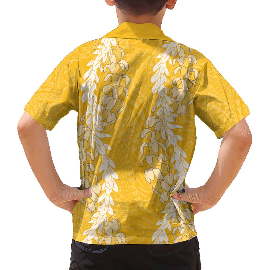 Puakenikeni and Maile Lei Hawaiian Shirt Gold Double Strand Lei