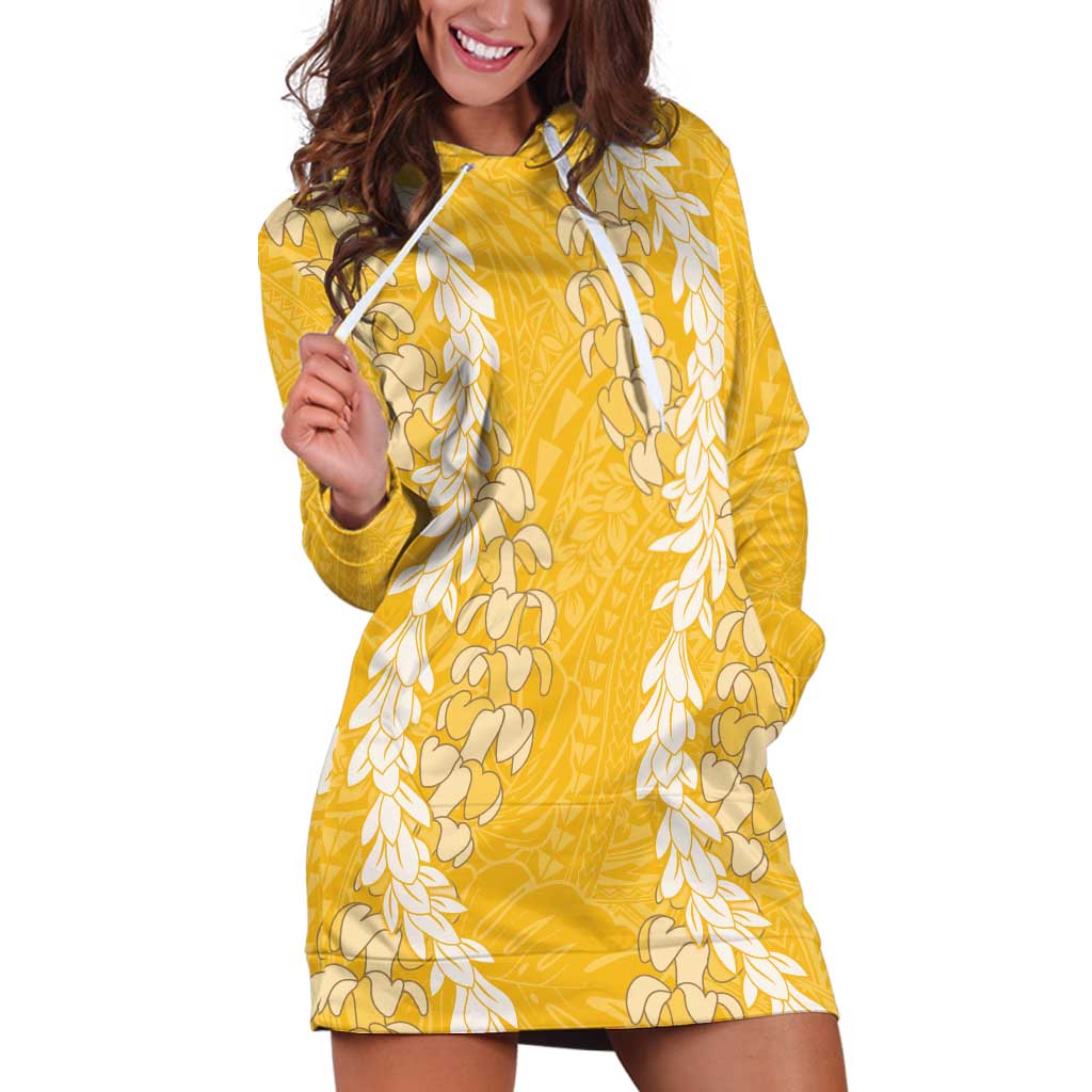 Puakenikeni and Maile Lei Hoodie Dress Gold Double Strand Lei LT9 Gold - Polynesian Pride