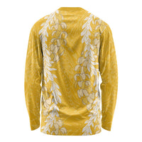 Puakenikeni and Maile Lei Long Sleeve Shirt Gold Double Strand Lei LT9 - Polynesian Pride
