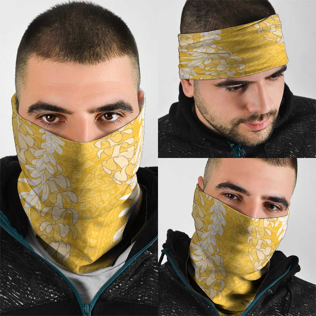 Puakenikeni and Maile Lei Neck Gaiter Gold Double Strand Lei - Polynesian Pride