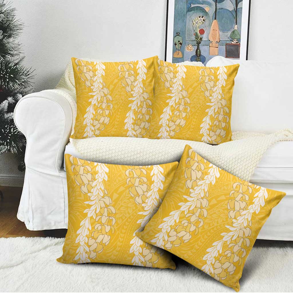 Puakenikeni and Maile Lei Pillow Cover Gold Double Strand Lei - Polynesian Pride