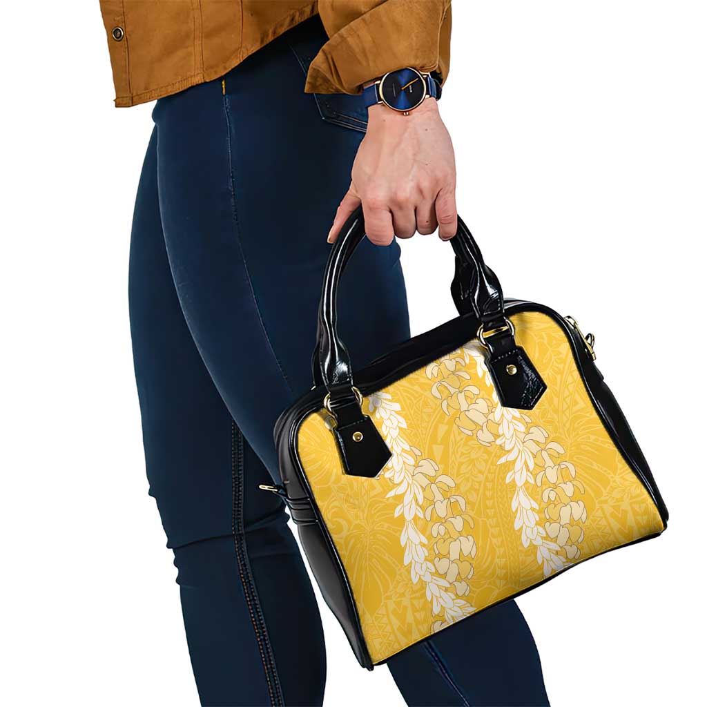 Puakenikeni and Maile Lei Shoulder Handbag Gold Double Strand Lei