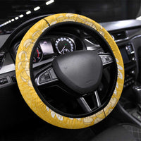 Puakenikeni and Maile Lei Steering Wheel Cover Gold Double Strand Lei