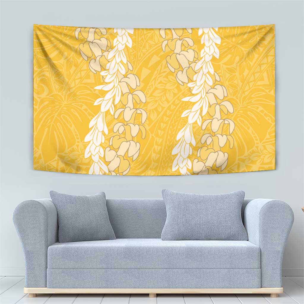 Puakenikeni and Maile Lei Tapestry Gold Double Strand Lei