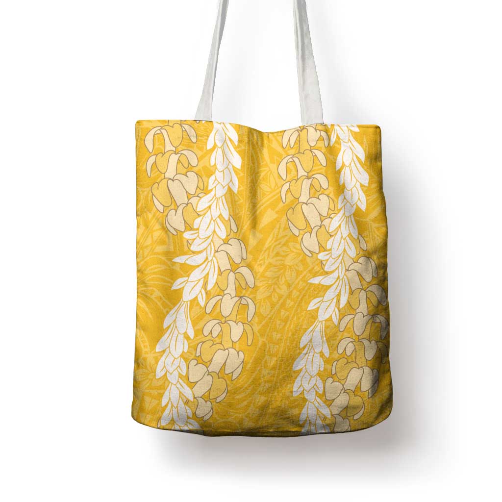 Puakenikeni and Maile Lei Tote Bag Gold Double Strand Lei - Polynesian Pride