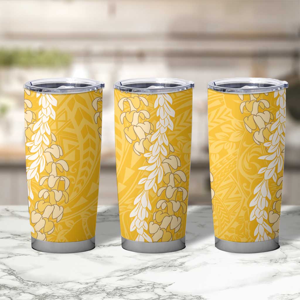 Puakenikeni and Maile Lei Tumbler Cup Gold Double Strand Lei