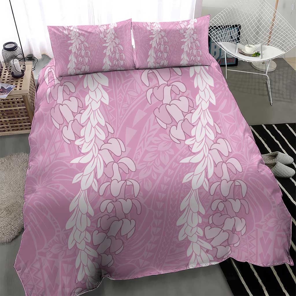 Puakenikeni and Maile Lei Bedding Set Pink Double Strand Lei