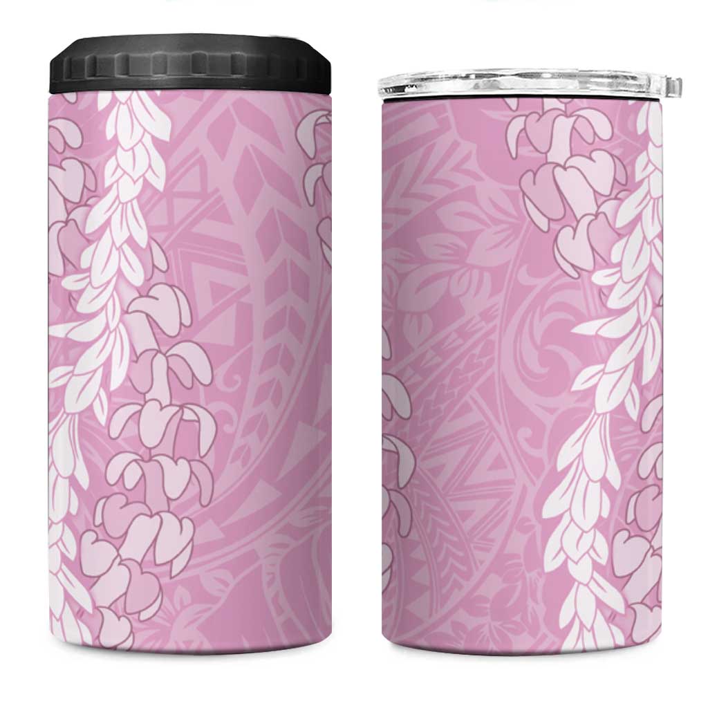 Puakenikeni and Maile Lei 4 in 1 Can Cooler Tumbler Pink Double Strand Lei LT9 One Size: 16 oz Pink - Polynesian Pride