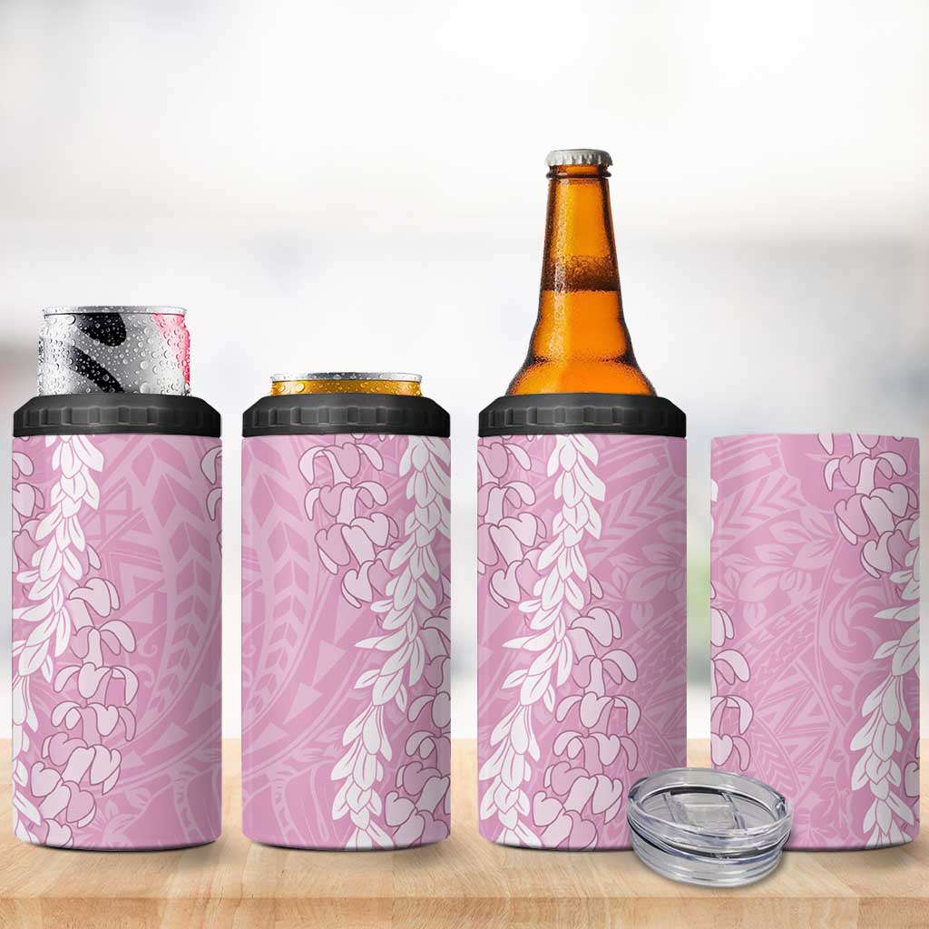 Puakenikeni and Maile Lei 4 in 1 Can Cooler Tumbler Pink Double Strand Lei LT9 - Polynesian Pride
