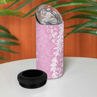 Puakenikeni and Maile Lei 4 in 1 Can Cooler Tumbler Pink Double Strand Lei LT9 - Polynesian Pride