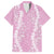 Puakenikeni and Maile Lei Family Matching Off Shoulder Maxi Dress and Hawaiian Shirt Pink Double Strand Lei