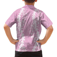 Puakenikeni and Maile Lei Family Matching Puletasi and Hawaiian Shirt Pink Double Strand Lei LT9 - Polynesian Pride