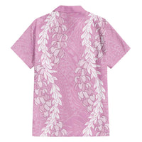 Puakenikeni and Maile Lei Family Matching Puletasi and Hawaiian Shirt Pink Double Strand Lei LT9 - Polynesian Pride