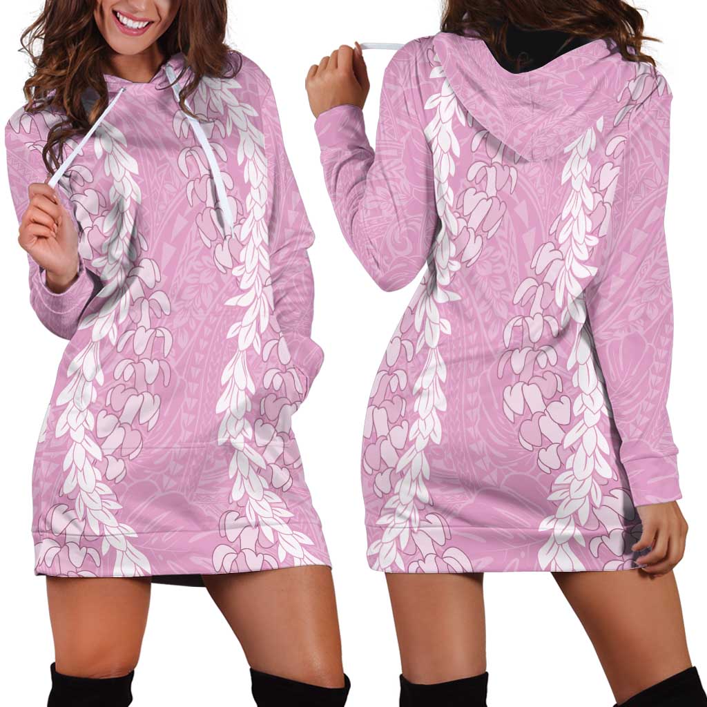Puakenikeni and Maile Lei Hoodie Dress Pink Double Strand Lei LT9 - Polynesian Pride
