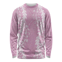 Puakenikeni and Maile Lei Long Sleeve Shirt Pink Double Strand Lei LT9 Unisex Pink - Polynesian Pride