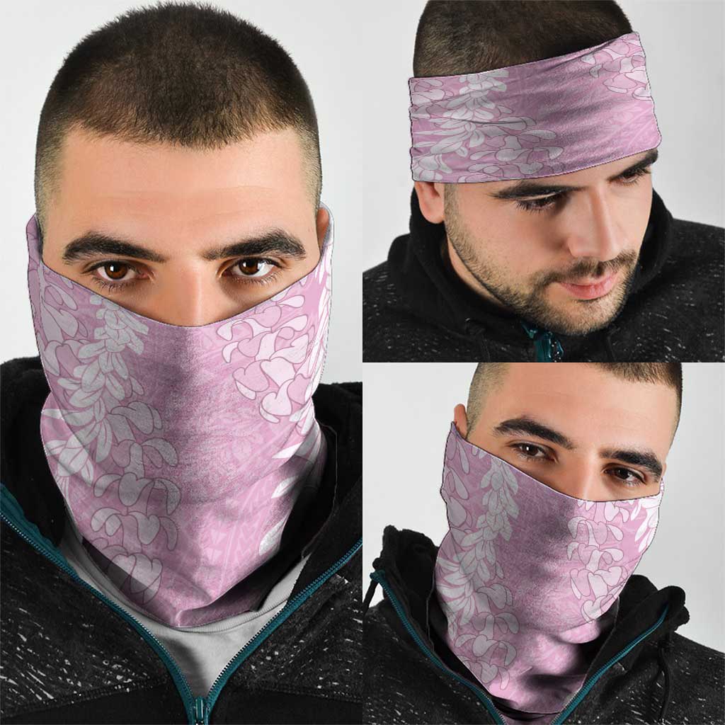 Puakenikeni and Maile Lei Neck Gaiter Pink Double Strand Lei - Polynesian Pride