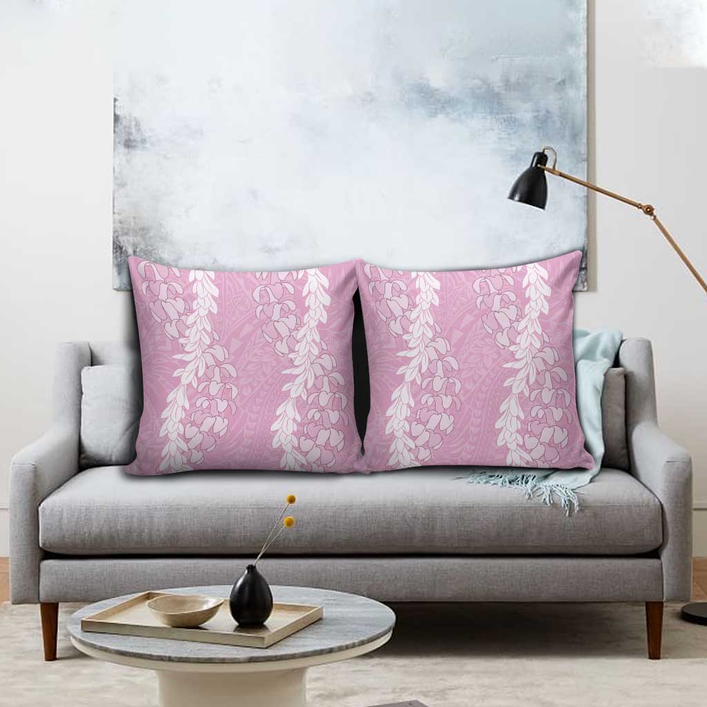 Puakenikeni and Maile Lei Pillow Cover Pink Double Strand Lei LT9 - Polynesian Pride