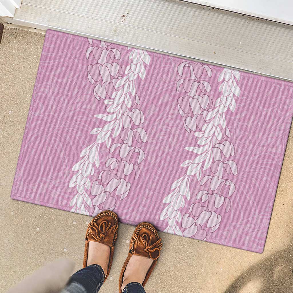 Puakenikeni and Maile Lei Rubber Doormat Pink Double Strand Lei